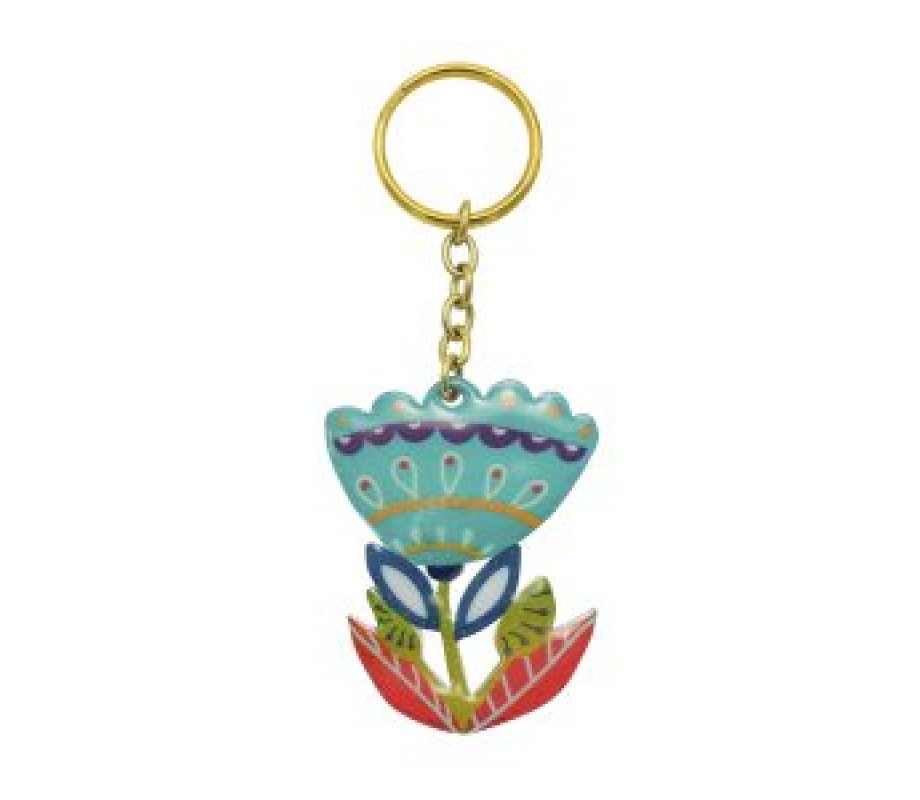 Blue flower key ring