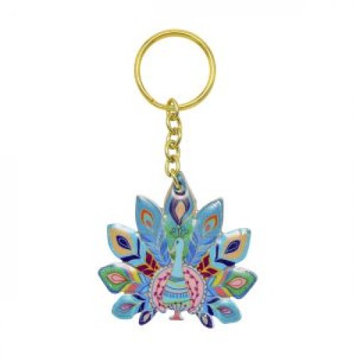 Yair Emanuel, Gold Key Chain  Blue Peacock Decoration