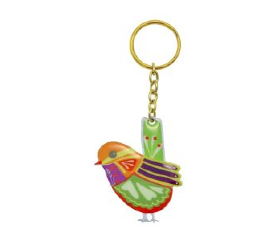 Yair Emanuel, Gold Key Chain – Colorful Bird Decoration
