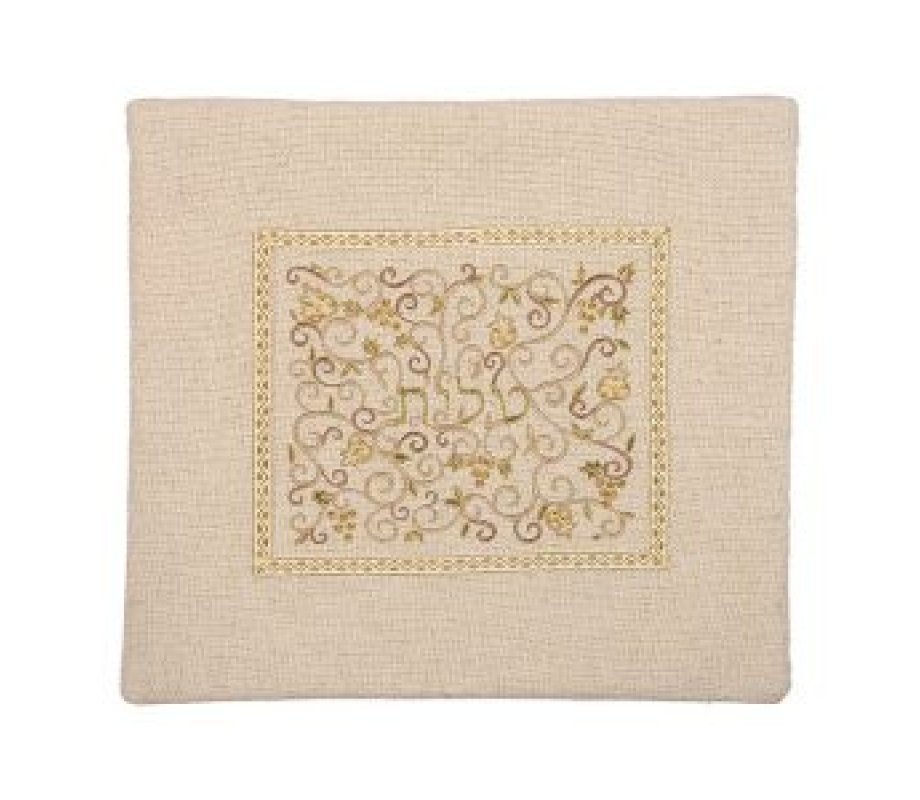 Yair Emanuel Tallit and Tefillin Bags, Embroidered Pomegranate Vines - Gold (Sold Separately)