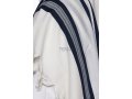Yishtabach Praise Wool Non Slip Prayer Shawl - Dark Navy Stripes
