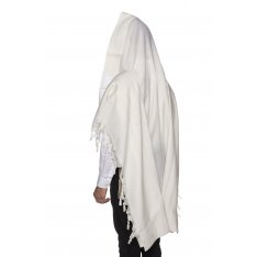 Yishtabach Praise Wool Non Slip Prayer Shawl - Pure White Stripes