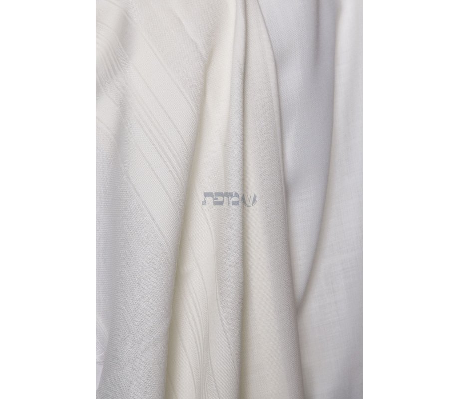 Yishtabach Praise Wool Non Slip Prayer Shawl - Pure White Stripes